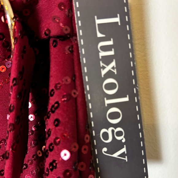 Luxology Red Sequin Cocktail Dress, Short Sleeve Party Dress Size Small - Picture 4 of 7